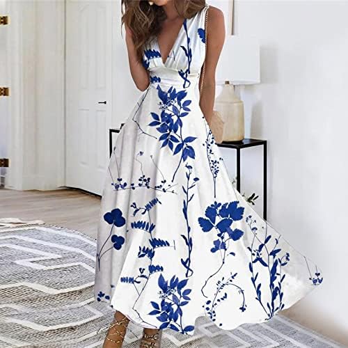Womens Summer Maxi Dress Floral Print A Line Swing