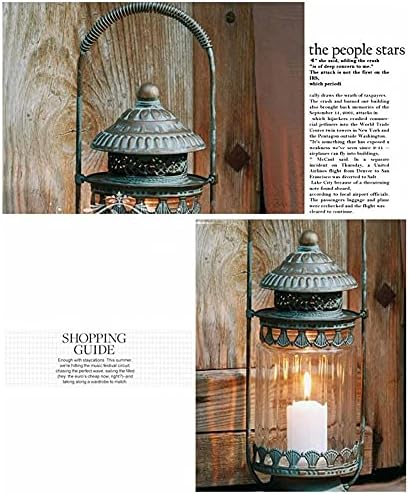 Retro Metal Candle Lantern with Glass Windows