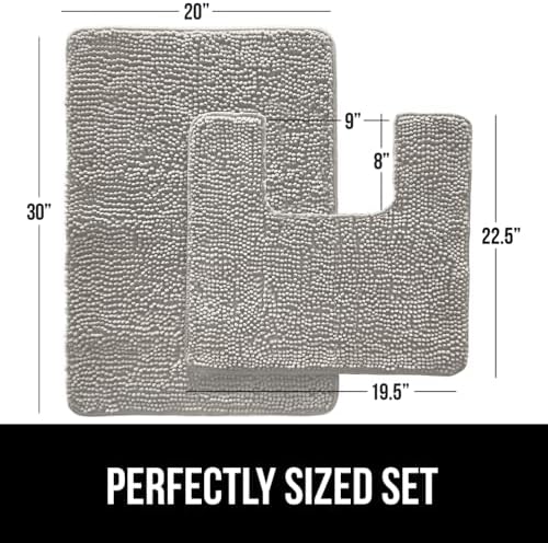 Gorilla Grip 2-Piece Bathroom Rug Set LT Gray 1