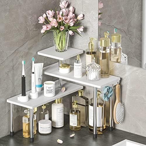 ZHWS 3 Tier Bamboo Corner Shelf - White
