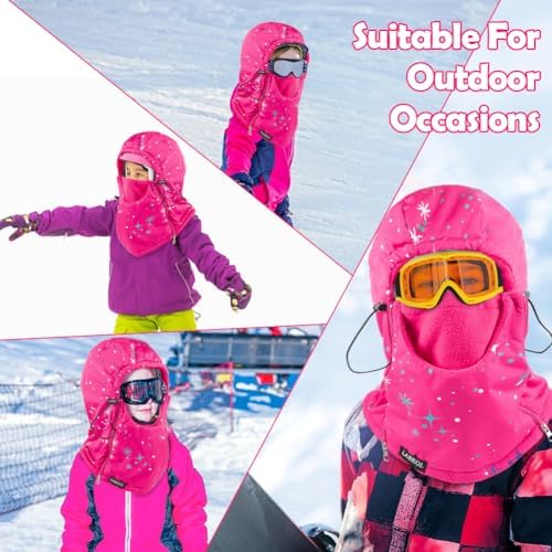 Labeol Kids Balaclava Ski Mask - Windproof Warm Fleece Face Cover with Adjustable Zippers