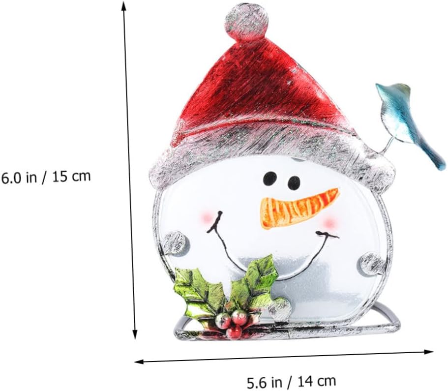 LIFKICH 1Pc Iron Snowman Candle Holder for Christmas Decoration