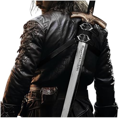 LVOW Medieval Sword Belts Faux Leather Holster Frog for Knight Cosplay