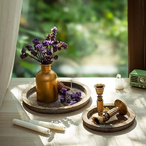 Romadedi 11inch Rustic Wooden Candle Tray Decor