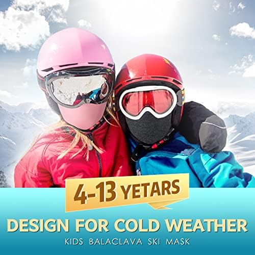 KOOLSOLY Kids Balaclava Face Mask - Winter Hat for Cold Weather Skiing