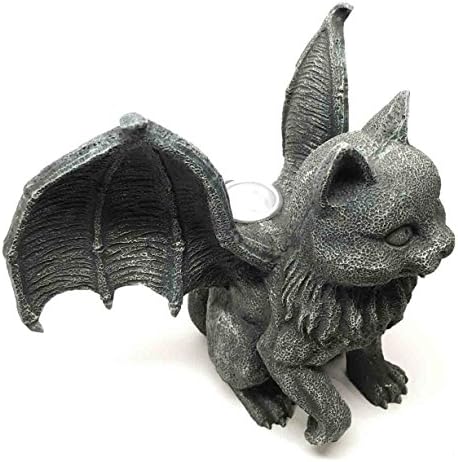 Vampire Dracula Fanged Cat Gargoyle Candleholder Figurine 1
