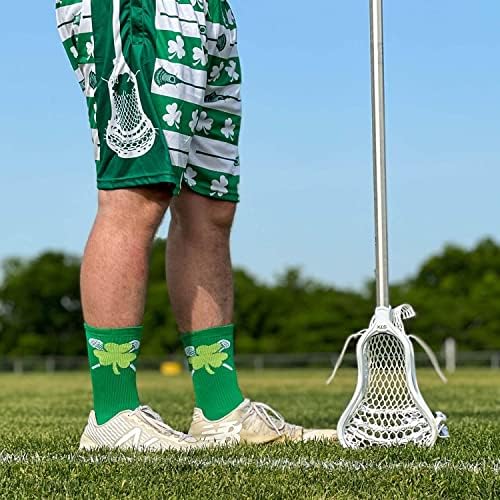 ChalkTalkSPORTS Lacrosse Crew Socks - Green Shamrock Mid-Calf