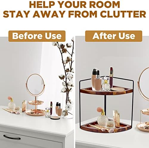 2 Tier Acacia Wood Corner Shelf Organizer 132x99 Inch