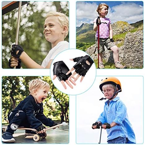 Accmor Kids Fingerless PU Leather Gloves for Outdoor Cosplay