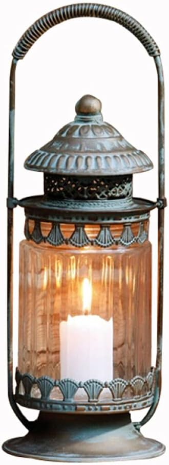 Retro Metal Candle Lantern with Glass Windows