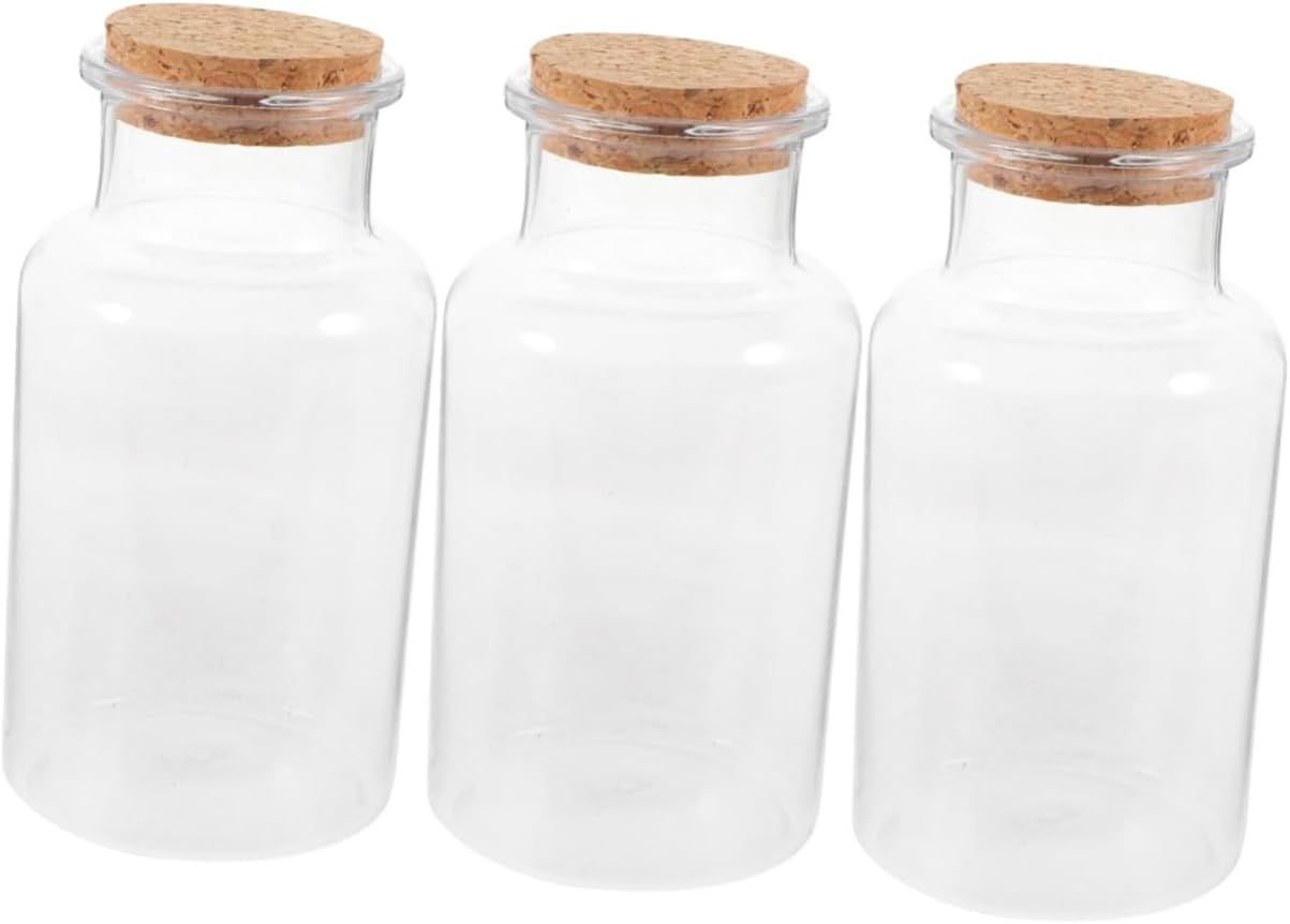 Ciieeo 4pcs Wood Cutouts Decorative Bottles with Lids