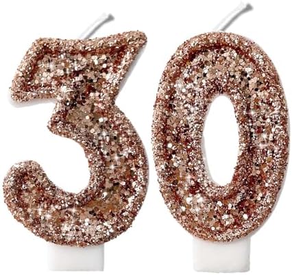 Fruit Scented Birthday Candles Rose Gold Glitter Set of 2