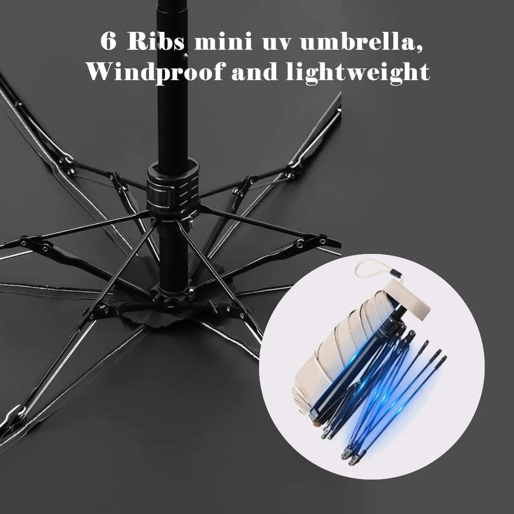 ESUFEIR Travel Sun Rain Umbrella with Case - Compact and Windproof