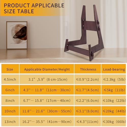 COLOOFO 8 Inch Plate Stand Wooden Easel Display Stand