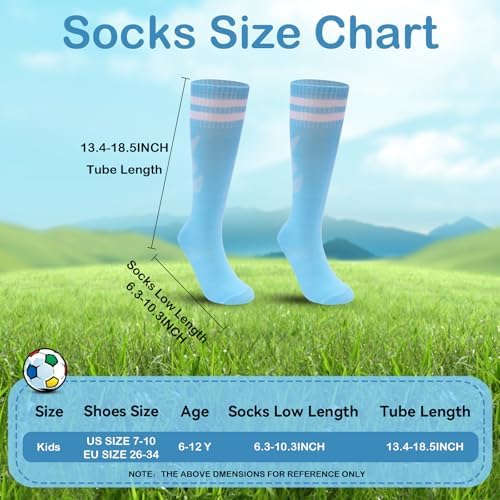 3 Pairs Kids Soccer Socks Striped Knee High