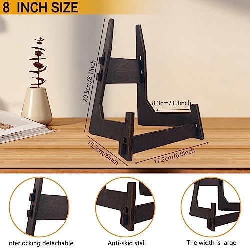 COLOOFO 8 Inch Plate Stand Wooden Easel Display Stand