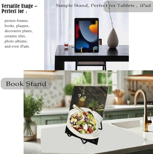 Constefire Plate Display Stand Set 45 Inch Gold 6 Inch Black Metal