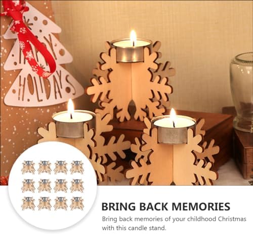 Snowflake Shape Wooden Candlestick Set 6pcs Christmas Decor