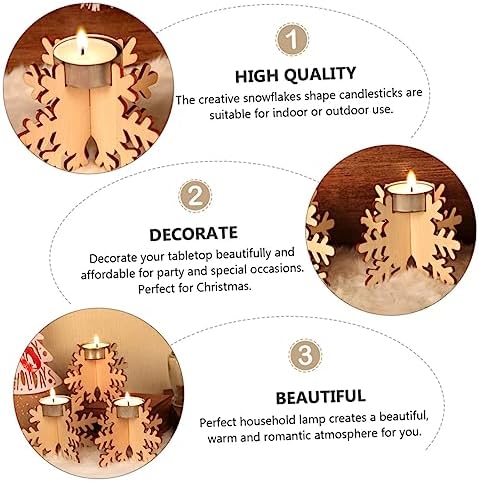 Elegant Christmas Snowflake Candle Holders 6 Pack Wood Decor