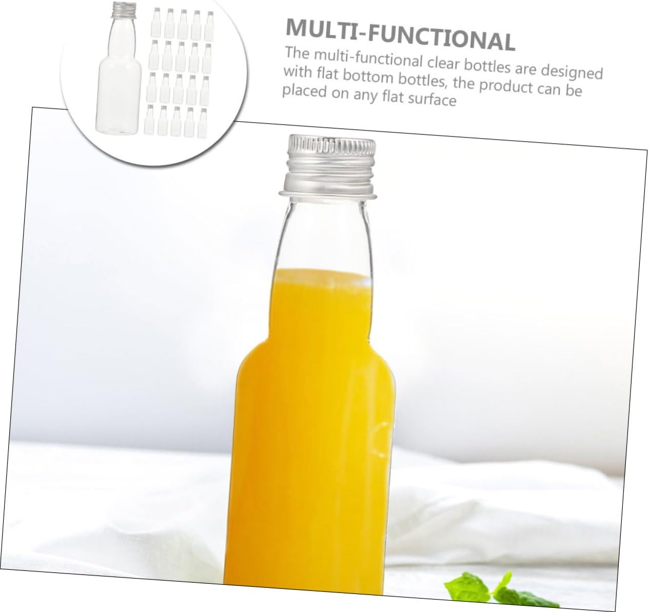 FUNOMOCYA 25pcs Multi-Functional Plastic Juice Bottles with Caps