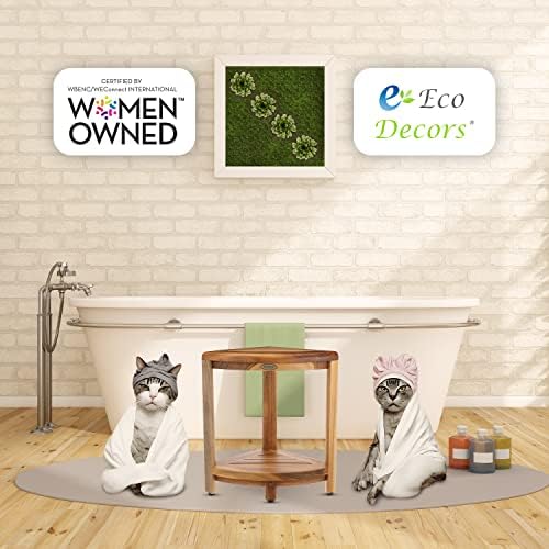 EcoDecors Teak Wood Corner Shower Stool with Shelf