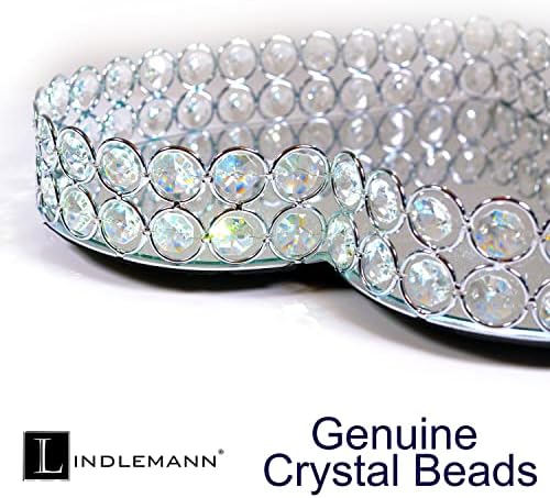 Heart Shaped Metal Crystal Vanity Tray with Mirror
