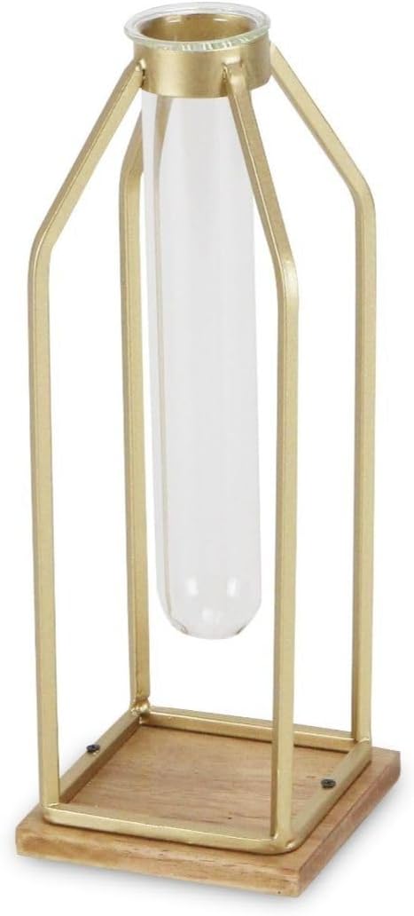 Contemporary Home Living Gold Brown Handmade Lantern with Glass Tube