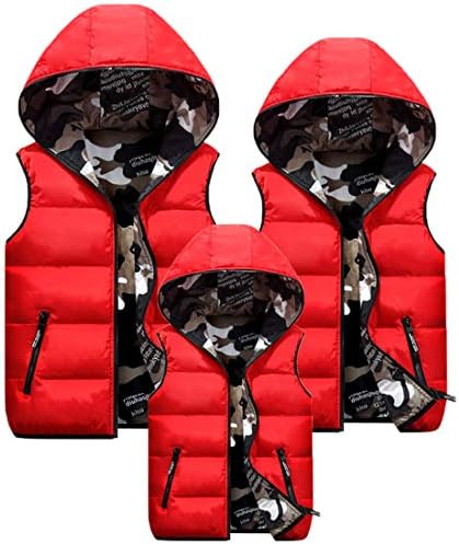 Happy Cherry Kids Winter Hooded Vest Padded Camouflage Reversible Waistcoat