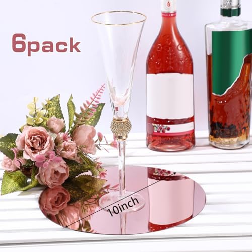 Thyle 10 Inch Rose Gold Acrylic Mirror Set 6 Pcs