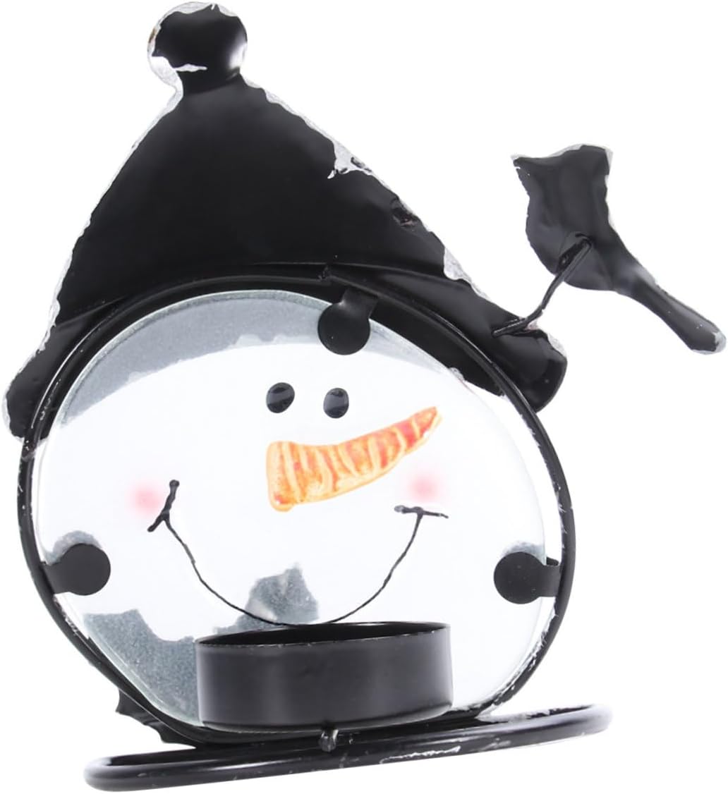 LIFKICH 1Pc Iron Snowman Candle Holder for Christmas Decoration