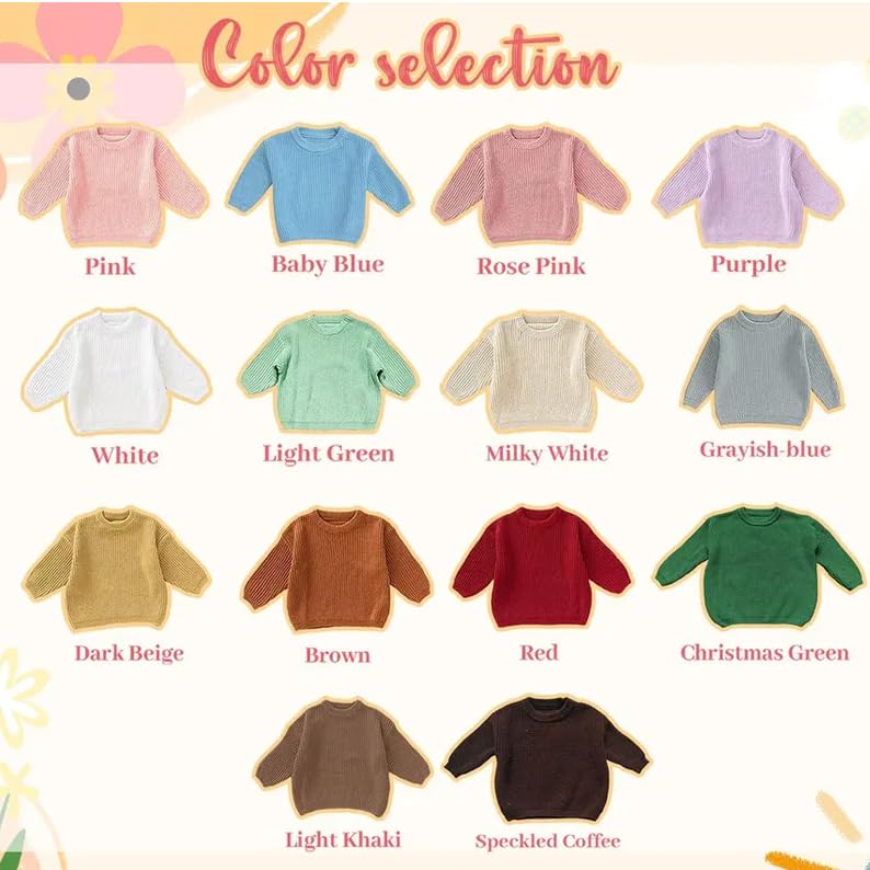 Personalized Toddler Baby Girl Floral Crewneck Sweater