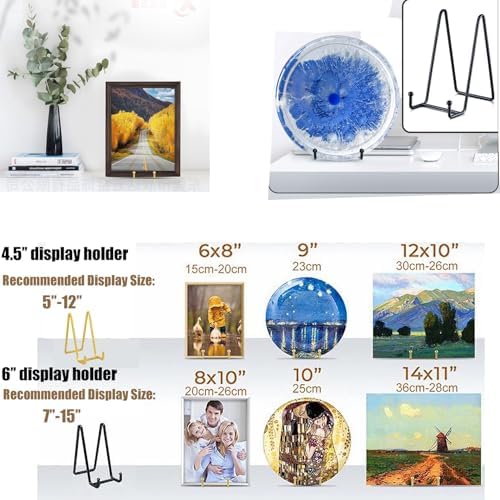 Constefire Plate Display Stand Set 45 Inch Gold 6 Inch Black Metal