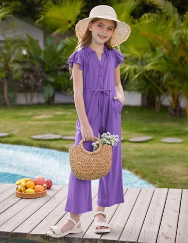 GRACE KARIN Girls Jumpsuit with Ruffle Sleeves