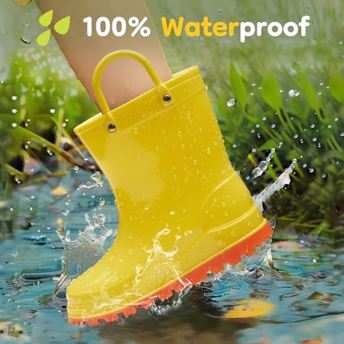 HISEA Toddler Rain Boots Waterproof Easy-On Handles