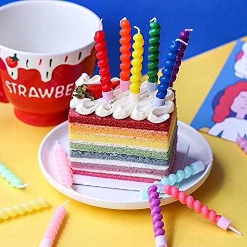 T-shin Candy Coloured Spiral Birthday Candles 6 Pack