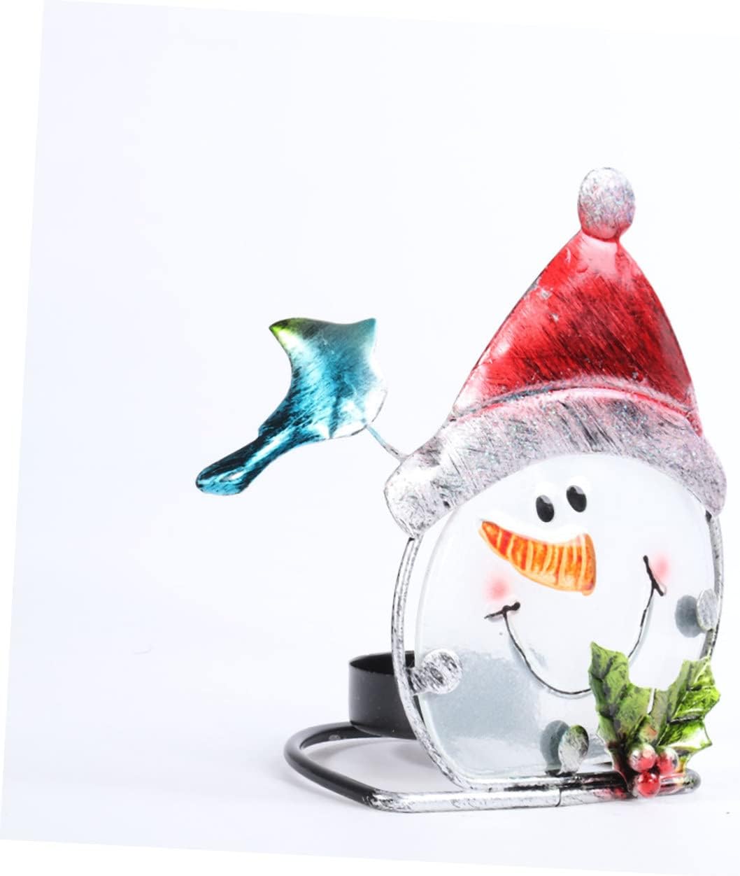 LIFKICH 1Pc Iron Snowman Candle Holder for Christmas Decoration