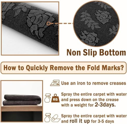 Greek Key Border Black Gold Runner Rug 2x7ft