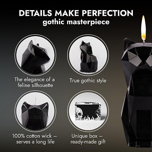 Lidy Gothic Cat Candle - Black with Skeleton 7in 24hr Burn