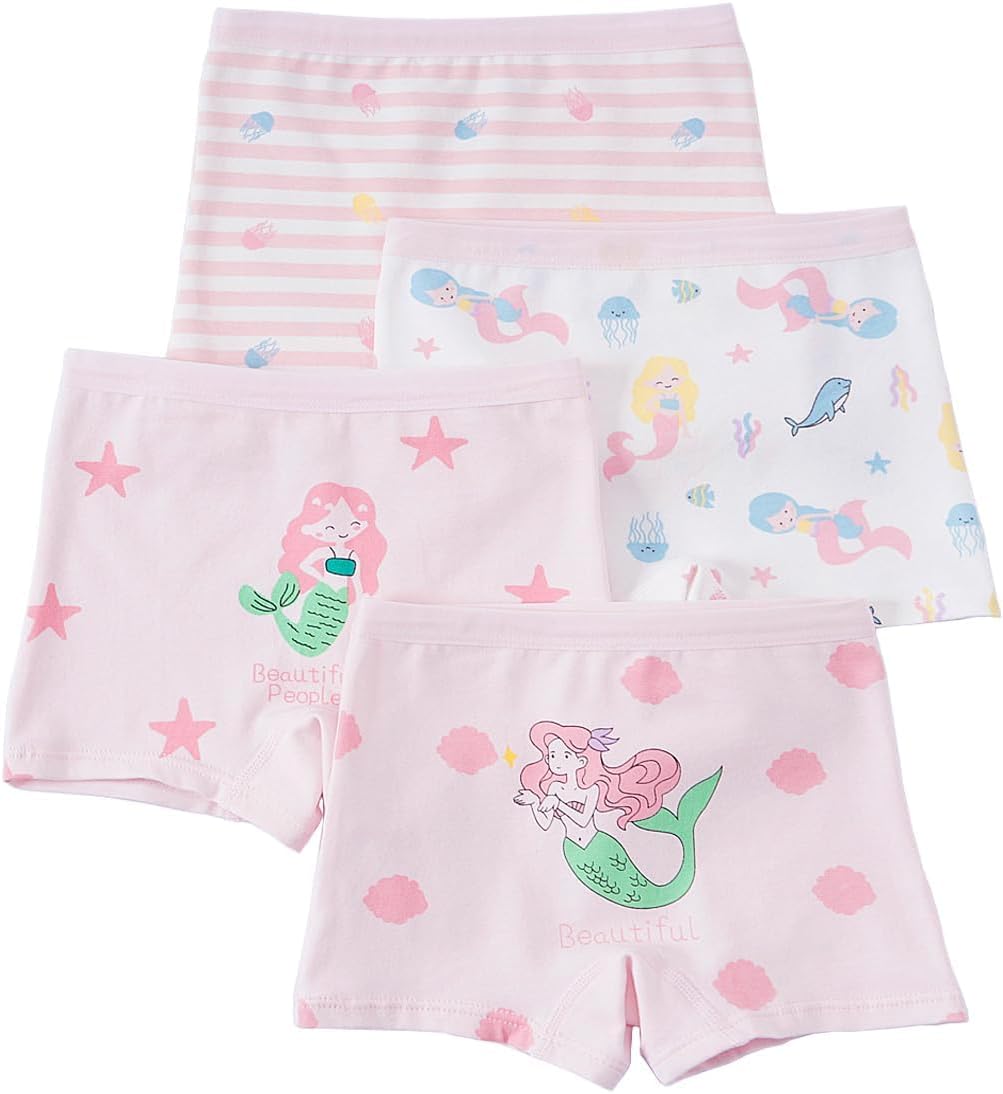 CHUNG Girls Cotton Boyshorts 4 Pack Soft Breathable Underwear