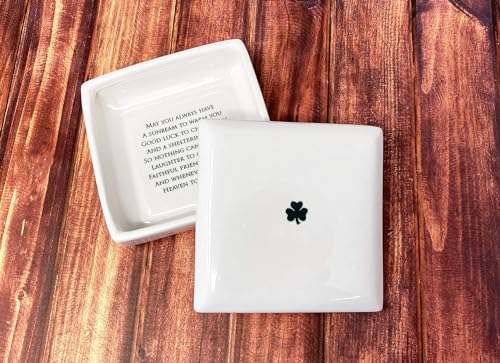 Susabella Square Ceramic Keepsake Box with Irish Blessing