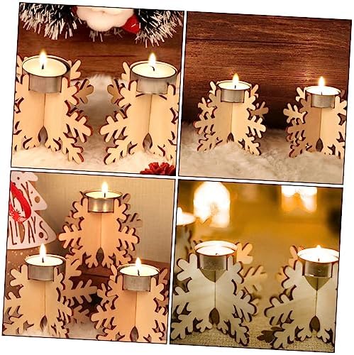 Elegant Christmas Snowflake Candle Holders 6 Pack Wood Decor