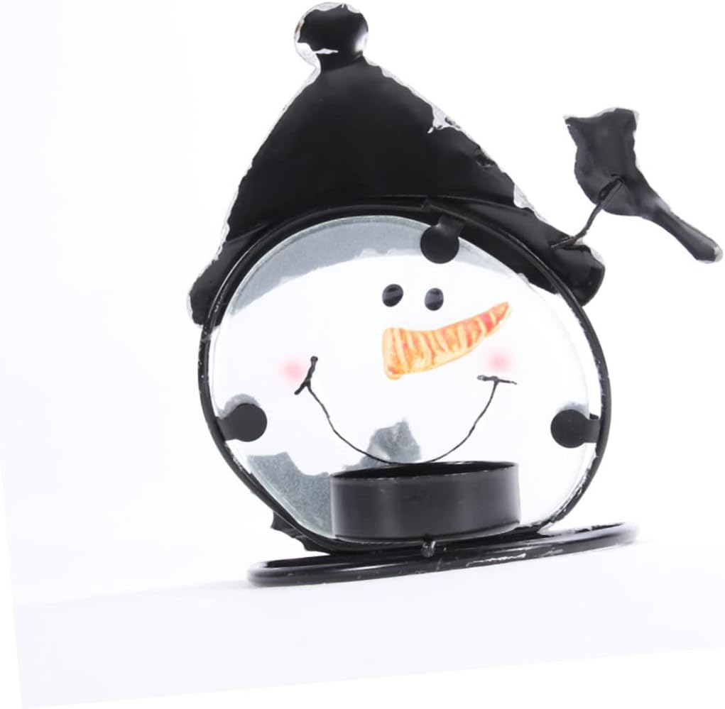 LIFKICH 1Pc Iron Snowman Candle Holder for Christmas Decoration