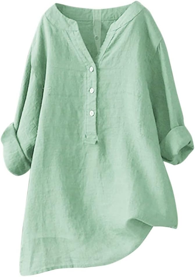 Womens Linen Tunic Top with Boat Neck