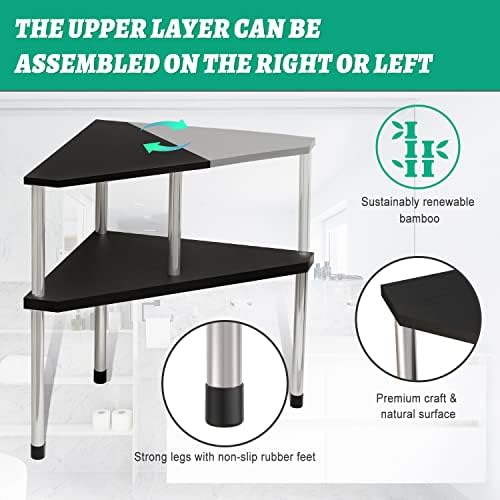 Weenson Corner Organizer Shelf with 2 Tiers Black