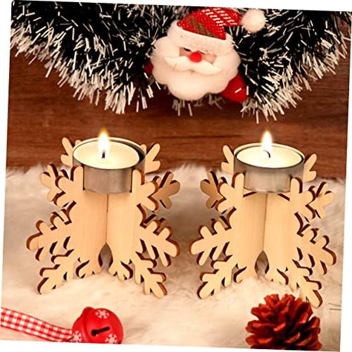Elegant Christmas Snowflake Candle Holders 6 Pack Wood Decor