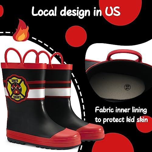 Mysoft Waterproof Rain Boots for Kids with Handles and Anti-Slip Tread
