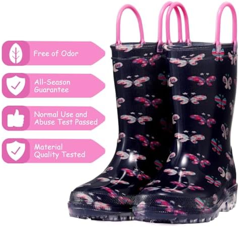 WILLPORT Light Up Rain Boots for Toddlers with Easy-On Handles