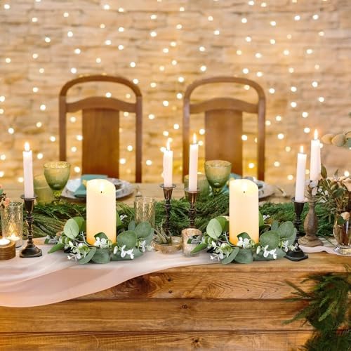 VIHOSE Boho Wreath Candleholder Set with LED Candles 10 Sets