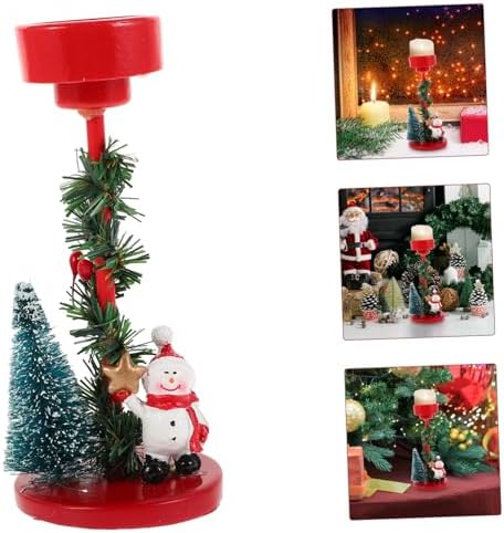 Snowman Theme Candle Holder Christmas Decor Festive Holiday Centerpiece