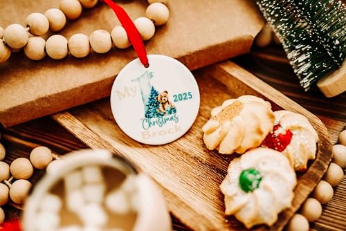 Babys First Christmas Ornament 2025 Personalized Blue